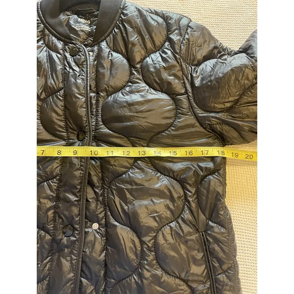 Mango Light Quilted Puffer Anorak Jacket Coat Black XXS